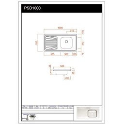 Pia Inox Fabrinox PSD1000D 100x52cm, cuba direita e furo para torneira - 2