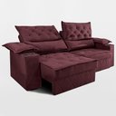 Ver imagem 2 de Sofá Retrátil e Reclinável 2,10m com Porta Copos e Molas Cosmos Velusoft Vinho Cama Inbox