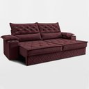 Ver imagem 1 de Sofá Retrátil e Reclinável 2,10m com Porta Copos e Molas Cosmos Velusoft Vinho Cama Inbox