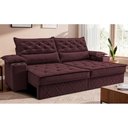 Ver imagem 3 de Sofá Retrátil e Reclinável 2,10m com Porta Copos e Molas Cosmos Velusoft Vinho Cama Inbox