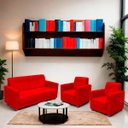 Ver imagem 2 de Sofá + 2 Poltrona para Sala de Estar Moderno Confortável Veneza Suede