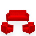 Ver imagem 1 de Sofá + 2 Poltrona para Sala de Estar Moderno Confortável Veneza Suede