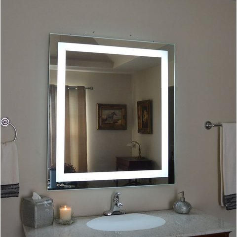 Espelho Led 90x90 Led 3 Cores Frio Neutro e Quente Tecla Touch Quadrado Luz Frontal Lavabo Banheiro
