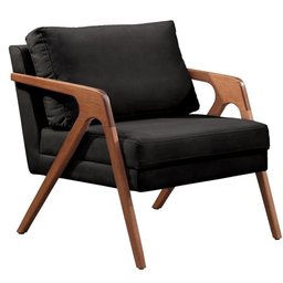 Poltrona Decorativa para Sala Mona Luxo Veludo Preto ANF Store - 1