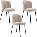 Ver imagem 1 de Kit 3 Cadeiras Sala de Jantar Estofada Gavi L02 Bouclê Creme - Lyam Decor