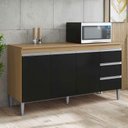 Ver imagem 2 de Balcão de Cozinha Andréia com Tampo 160 Cm Amendoa Preto – Ajl