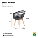 Ver imagem 3 de Kit 2 Cadeiras Web Wood Preto - Assento em Polipropileno e Pés de Madeira