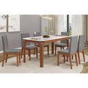 Ver imagem 4 de Mesa Multiuso Cozinha Marina C/ Tampo Madeirado C/ Vidro Curvo 160x80cm Freijo/off White - Dj Mó