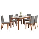 Ver imagem 6 de Mesa Multiuso Cozinha Marina C/ Tampo Madeirado C/ Vidro Curvo 160x80cm Freijo/off White - Dj Mó