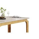 Ver mais imagens de Mesa Multiuso Cozinha Marina C/ Tampo Madeirado C/ Vidro Curvo 160x80cm Freijo/off White - Dj Mó