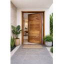 Ver imagem 3 de Porta Pivotante de Madeira Maciça Bbb Couro 214x128 C/puxador e Fechadura