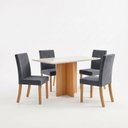 Ver imagem 2 de Conjunto Sala de Jantar Mesa Lana 120cm Tampo MDF Vidro Canto Reto 4 Cadeiras Lily