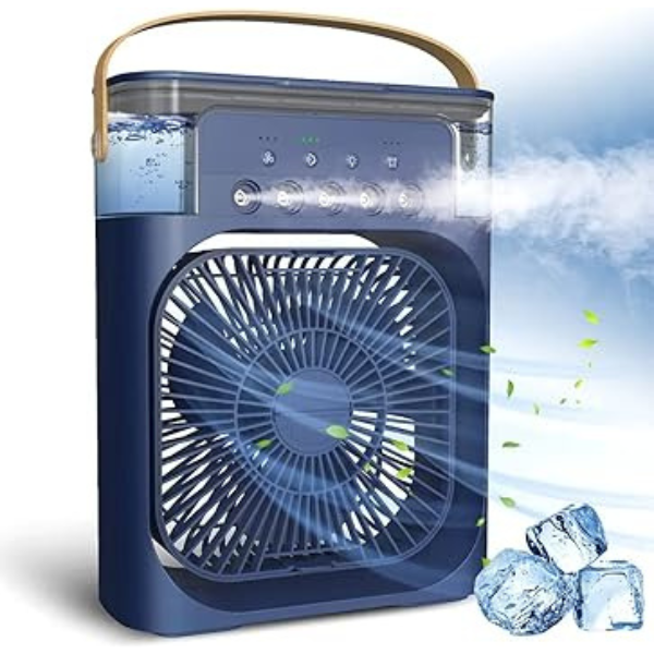 Ventilador Portátil Mesa Mini Ar Condicionado Umidificador Cor:azul - 4