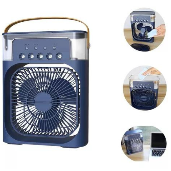 Ventilador Portátil Mesa Mini Ar Condicionado Umidificador Cor:azul - 3