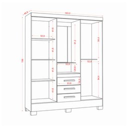 Guarda Roupa Paris 4 Portas e 3 Gavetas Aramóveis - 3