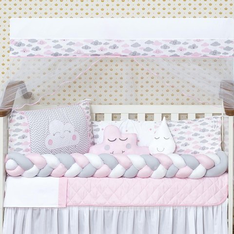 Kit Mini Berço 10 Peças 100% Algodão - Enchimento Incluso