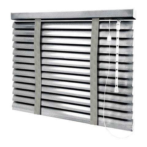 Persiana Horizontal - 1,30m Larg X 1,30m Alt - Alumínio 50mm com Fita Decorativa - Cor: Prata - Fita