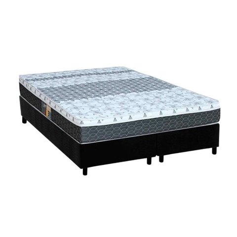 Cama Box King: Colchão Molas Bonnel Castor Class New + Base CRC Suede Black(193x203)