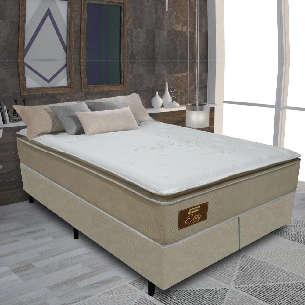Cama Box Casal Queen Colchão Molas Ensacadas Pillow Top Elity Gazin ...