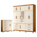 Ver imagem 1 de Guarda Roupa Casal com Cômoda Triton Plus 11 Portas 8 Gavetas MDP Cinamomo Off White Albatroz Mó