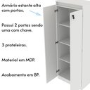 Ver imagem 3 de Armário Alto com Tranca para Escritório Home Office ME4151 MDP Branco - Gran Belo