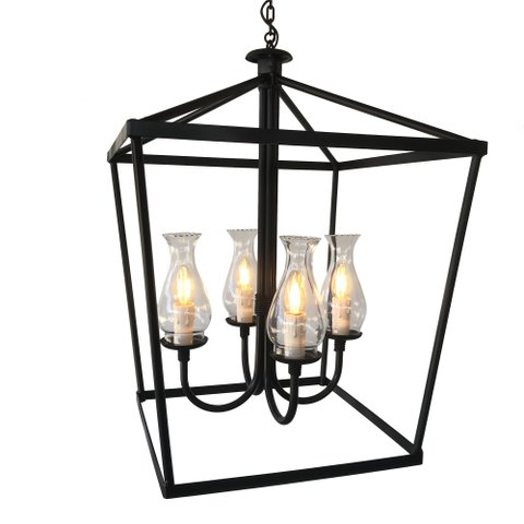 Lustre com Cúpulas de Vidro Preto Artesanal em Ferro Rústico Libertas Rosas Artesanato Lampião Bocal