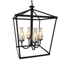 Ver imagem 1 de Lustre com Cúpulas de Vidro Preto Artesanal em Ferro Rústico Libertas Rosas Artesanato Lampião Bocal