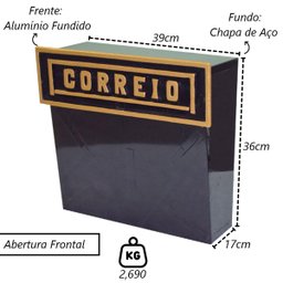 Caixa Correio para Cartas Paris Abertura Detras 17x39x36cm - 2