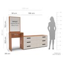 Ver imagem 3 de Cômoda Penteadeira Lisboa 6 Gavetas com Espelho 209x160cm Creme/Freijó 250799