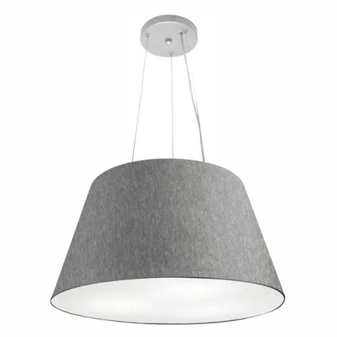Lustre Pendente Cone Md-4141 Cúpula em Tecido 30/50x35cm Rustico Cinza - Bivolt