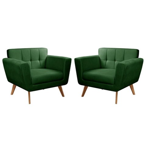 Poltrona Decorativa Bruna Living Sala Quarto Recepção - Veludo Verde 270