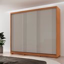 Ver imagem 1 de Guarda-Roupa Casal 100% MDF 3 Portas de Correr com Pés Chile Off White/Marromle
