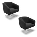 Ver imagem 1 de Cadeira Sala de Jantar Giratória Base Cromada Kit 2 Stella Suede D03 - D'Rossi Cor Preto