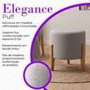 Ver imagem 3 de Kit com 3 Puffs Elegance em Linho Pés de Madeira Design Minimalista Sala Sofisticada Premium - Cinza