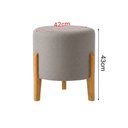 Ver imagem 4 de Kit com 3 Puffs Elegance em Linho Pés de Madeira Design Minimalista Sala Sofisticada Premium - Cinza