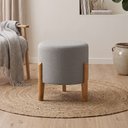 Ver imagem 2 de Kit com 3 Puffs Elegance em Linho Pés de Madeira Design Minimalista Sala Sofisticada Premium - Cinza