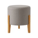 Ver imagem 5 de Kit com 3 Puffs Elegance em Linho Pés de Madeira Design Minimalista Sala Sofisticada Premium - Cinza