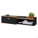 Ver imagem 4 de Rack Home Suspenso 1.20 Estante Tv 42" Bancada Flutuante 1 Porta Nicho Decoração Sala Quarto Retrô