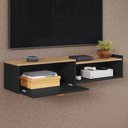 Ver imagem 3 de Rack Home Suspenso 1.20 Estante Tv 42" Bancada Flutuante 1 Porta Nicho Decoração Sala Quarto Retrô