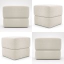 Ver imagem 4 de Kit 2 Puffs Decorativos Aloy Bouclé Premium Assento Extra para Sala Quarto Design Moderno Bege