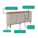 Ver imagem 4 de Buffet Balcao 4 Portas Mdf 163 Cm 22136 Cinamomo Off White Molci