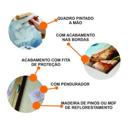 Conjunto com 3 lindos quadros pintados a mão para decoração de ambiente medindo 60x45cm cada quadro - 5