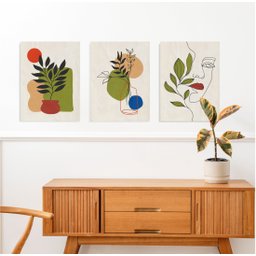 Conjunto com 3 lindos quadros pintados a mão para decoração de ambiente medindo 60x45cm cada quadro - 1