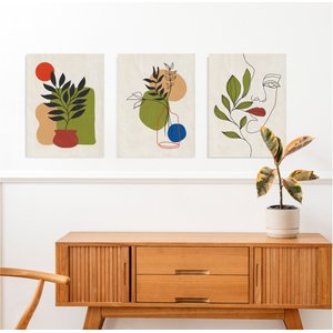 Conjunto com 3 lindos quadros pintados a mão para decoração de ambiente medindo 60x45cm cada quadro
