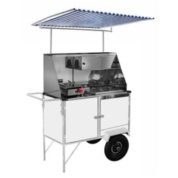 Carrinho de Cachorro Quente e Lanche com Toldo Rodas Pneumáticas Cefaz - 1