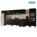 Ver imagem 3 de Armário de Cozinha Completa Atlanta Modern com Vidro Carraro Preto Touch