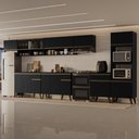 Ver imagem 1 de Armário de Cozinha Completa Atlanta Modern com Vidro Carraro Preto Touch