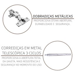 Cozinha Modulada Completa Fidelitá Lisboa 7 Peças 600cm 16 Portas 6 Gavetas com Tampo - 7