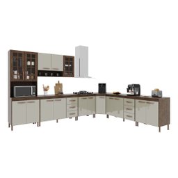 Cozinha Modulada Completa Fidelitá Lisboa 7 Peças 600cm 16 Portas 6 Gavetas com Tampo - 3
