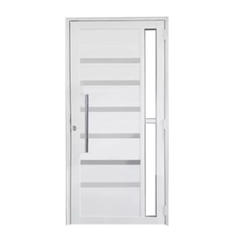 Porta de Alumínio Frisada com Visor Lado Esquerdo 210x80cm Branco Esquadrias Castro - 1